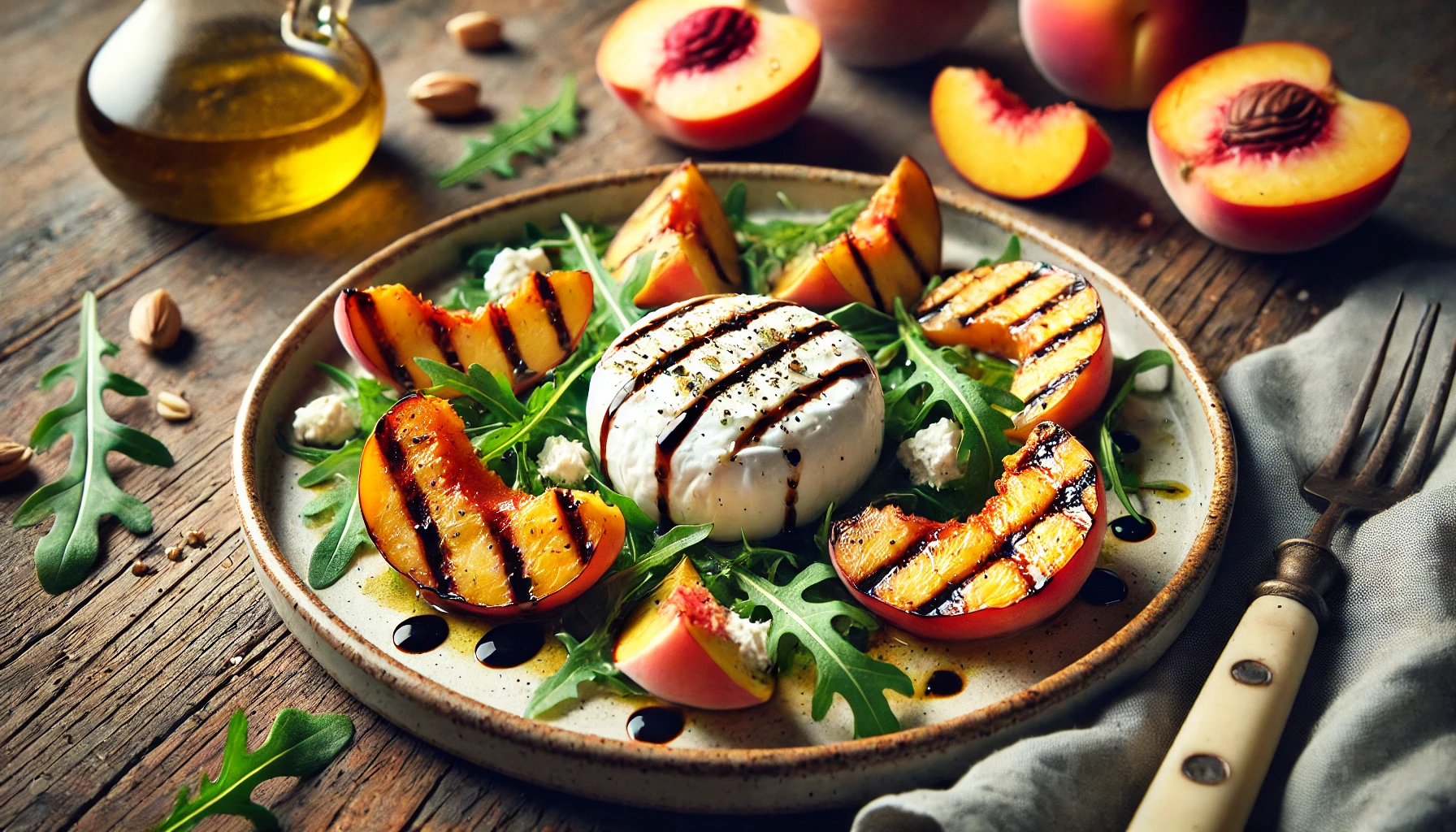 Insalata di Pesche Grigliate e Burrata