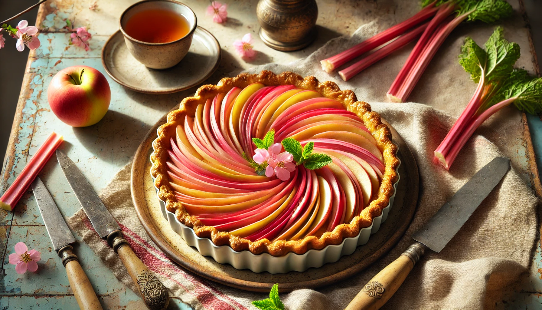 Tarte aux Pommes et Rhubarbe