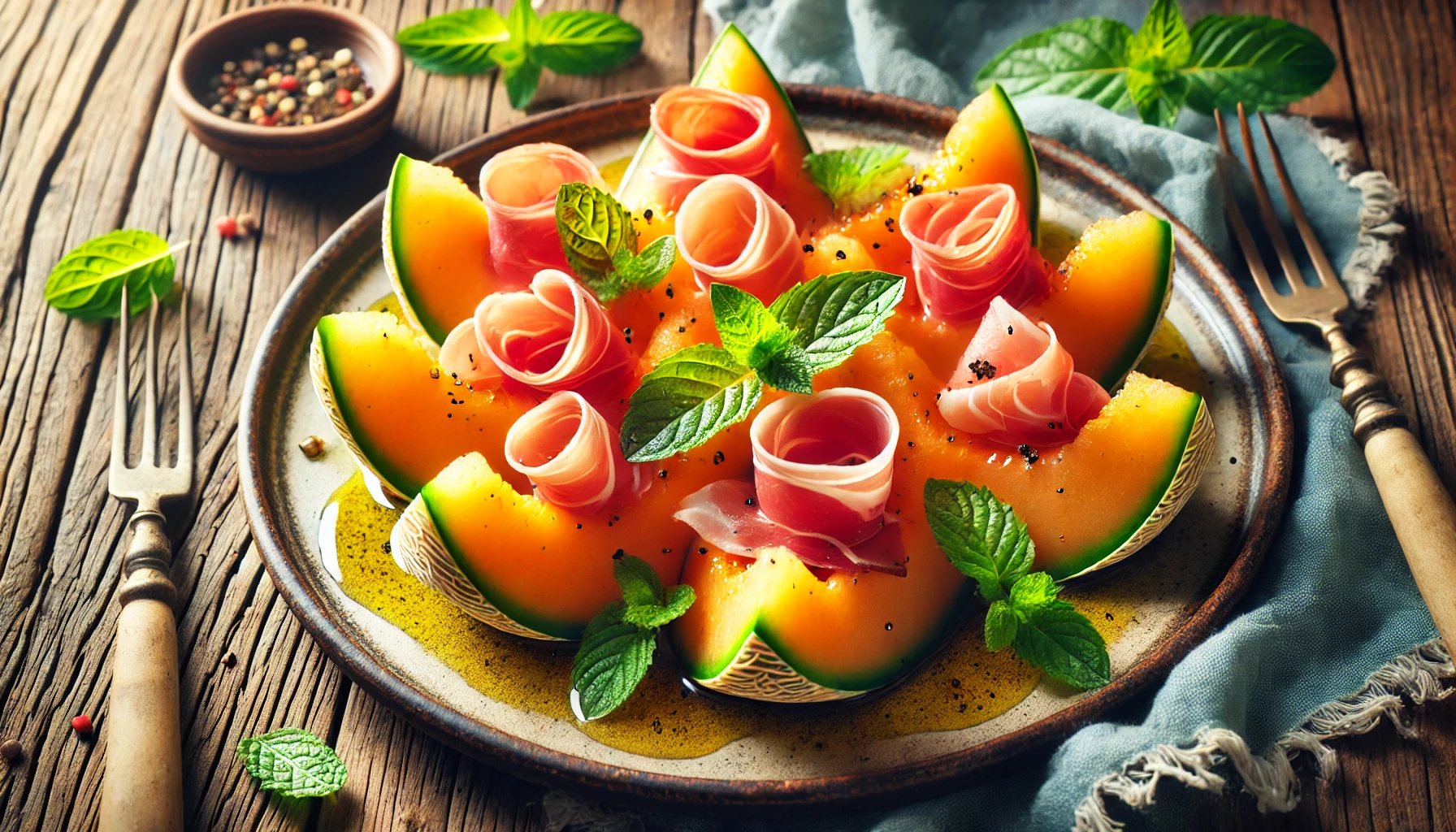 Melone e Prosciutto Crudo con Menta