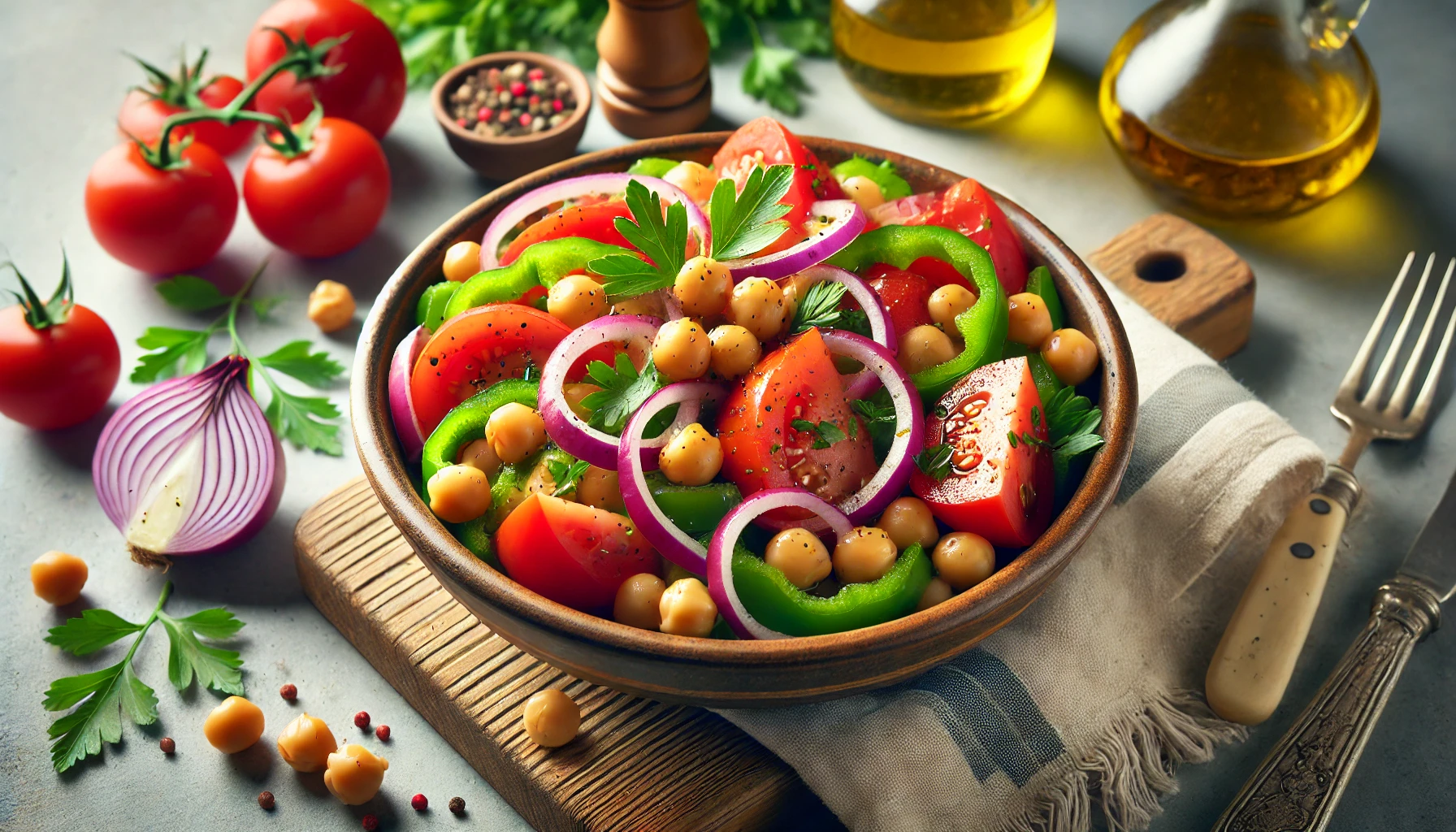 Ensalada de garbanzos y tomate
