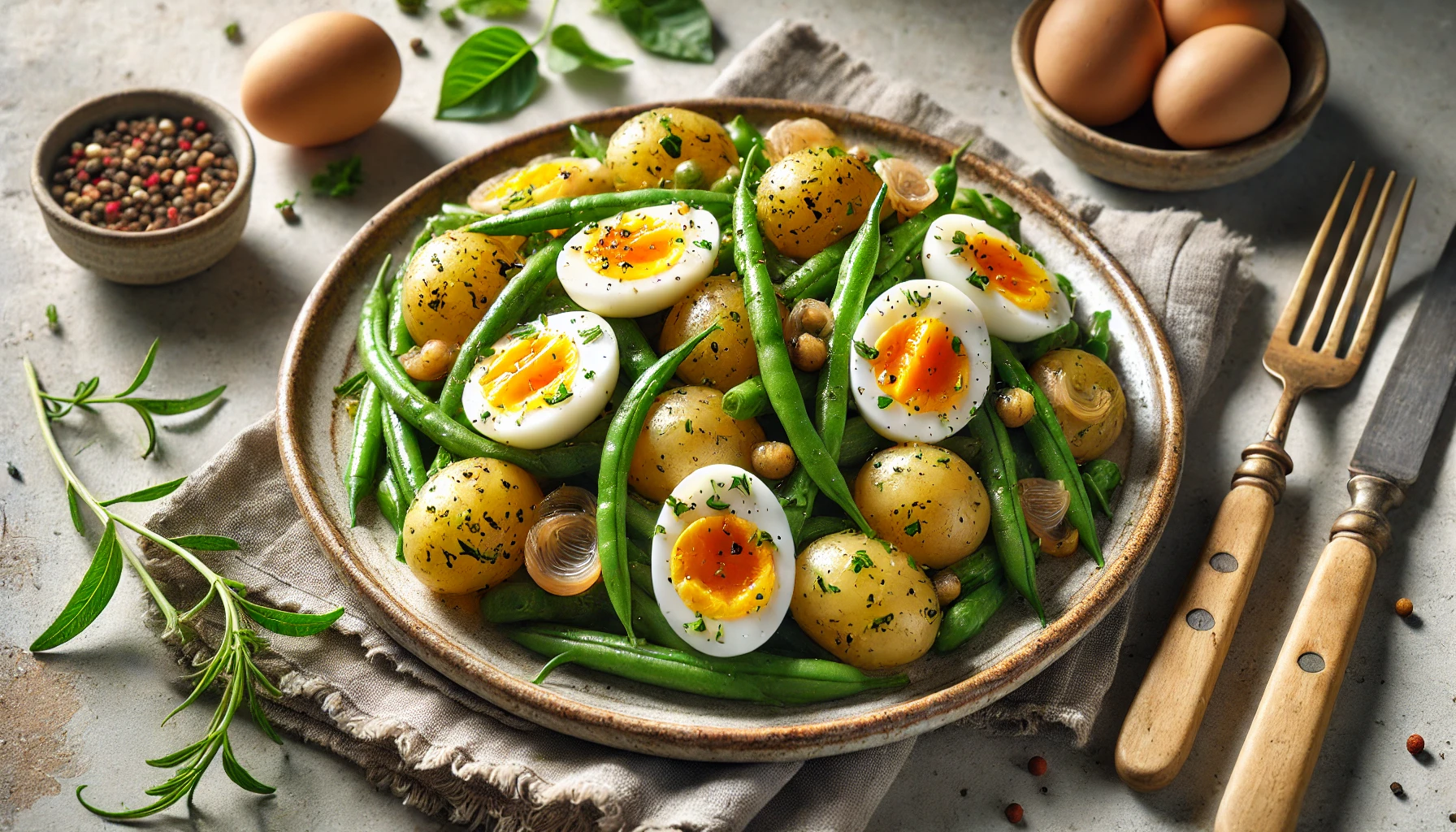 Ensalada de Patatas Nuevas con Judías Verdes y Huevo