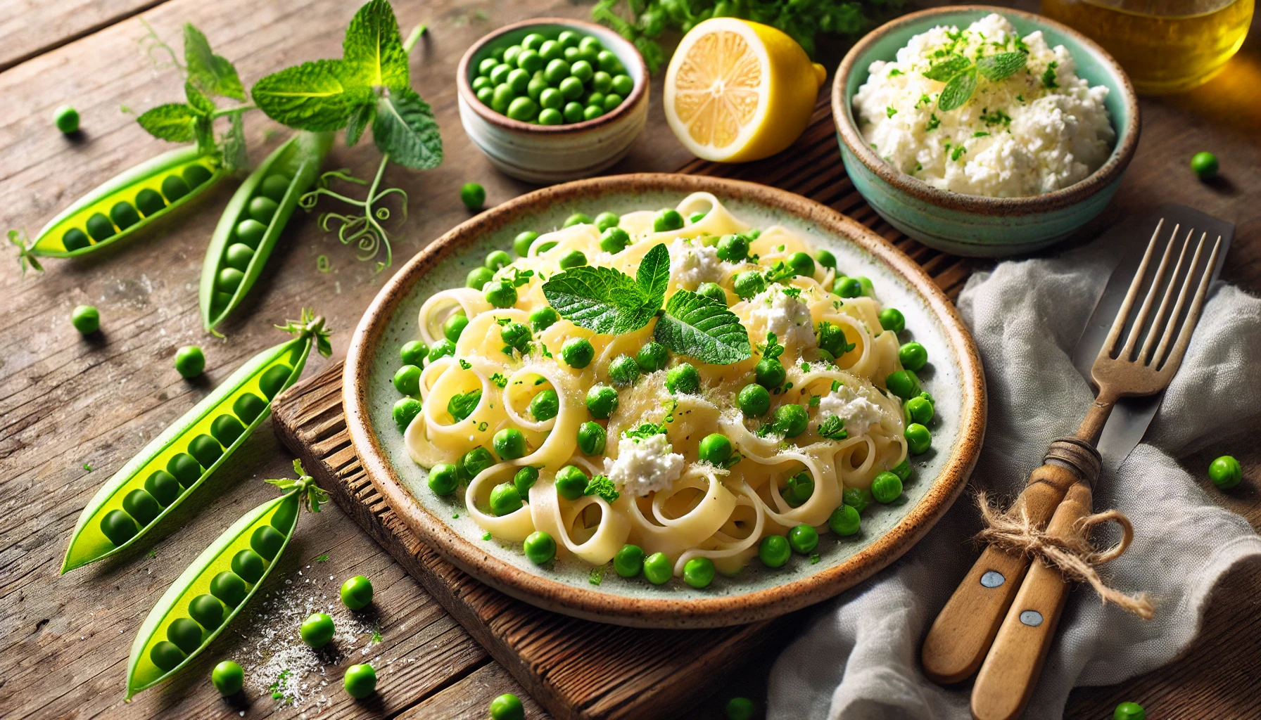 Tagliolini con Piselli e Ricotta