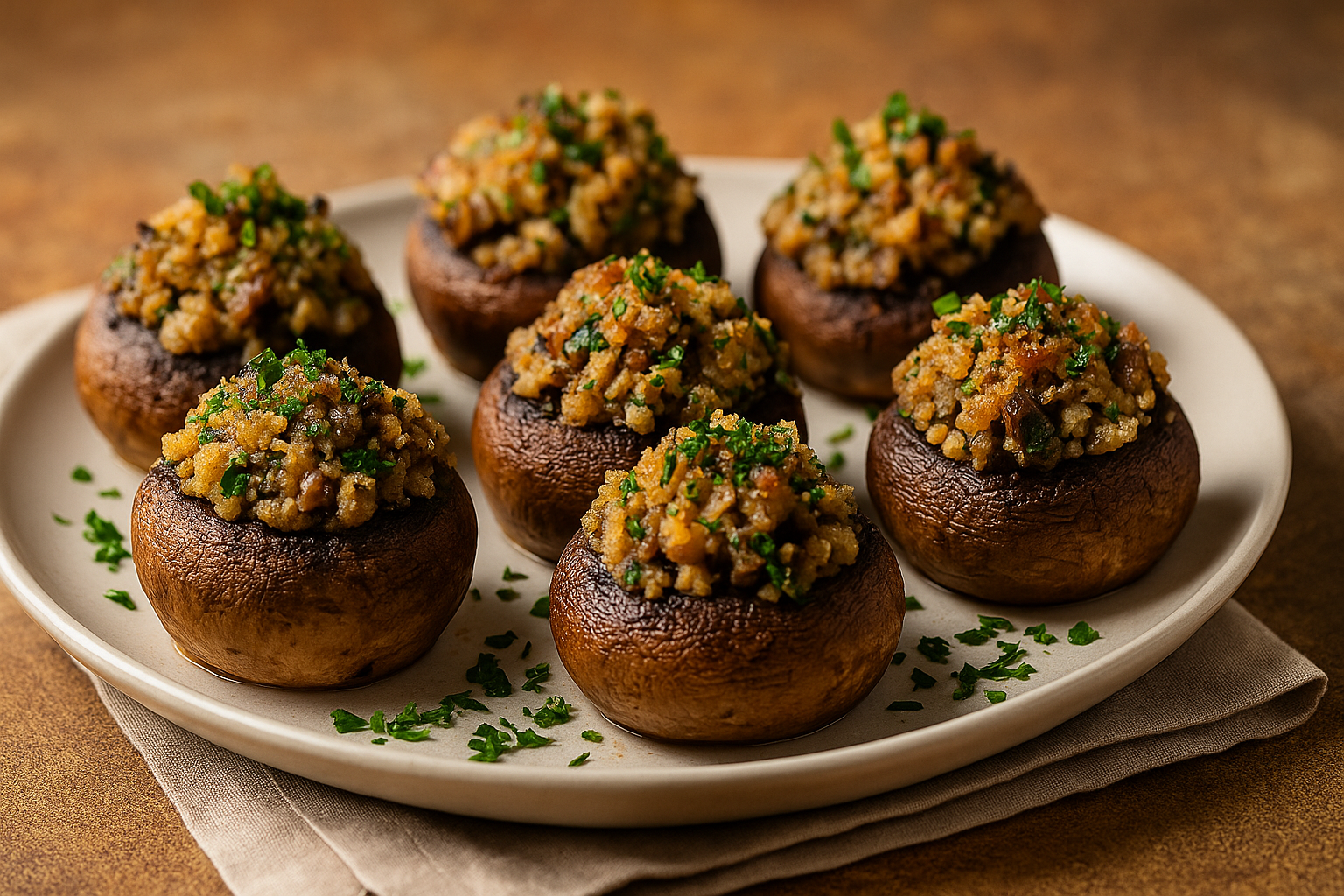 Herb and Garlic Stuffed Mushrooms