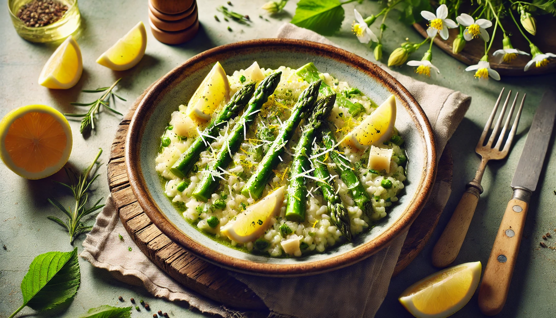 Risotto de Espárragos Verdes y Limón