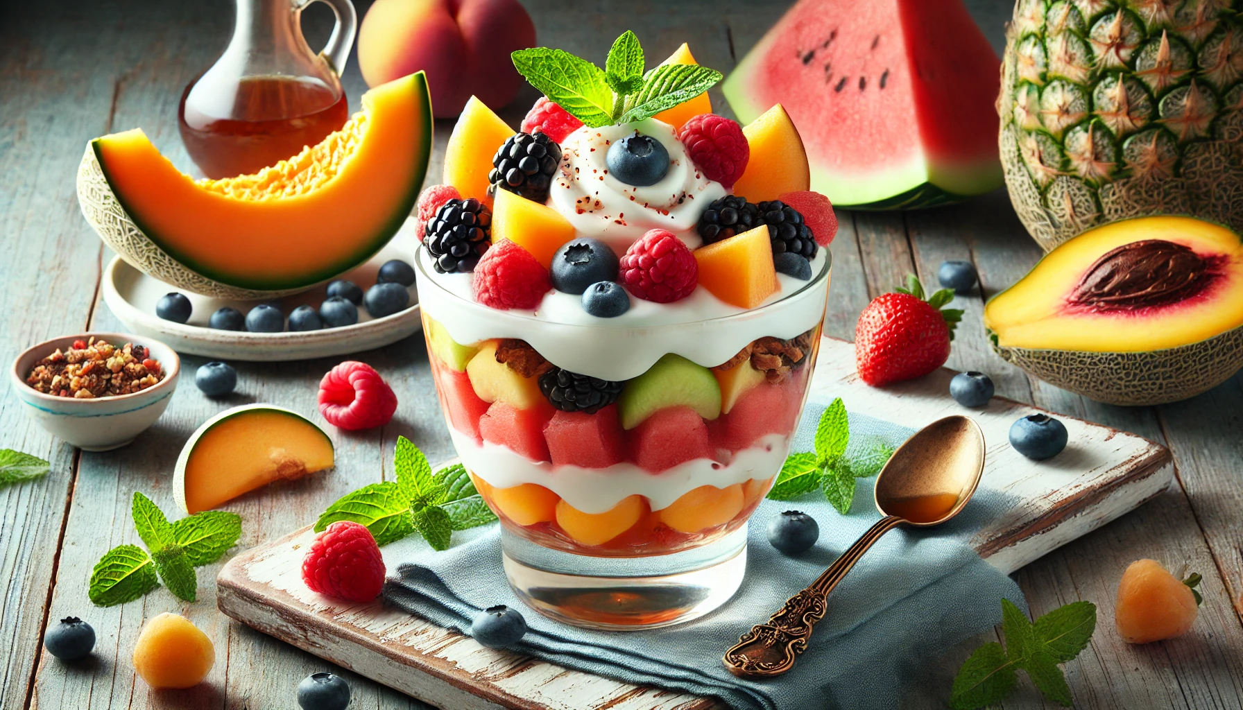 Copa de frutas frescas con yogur