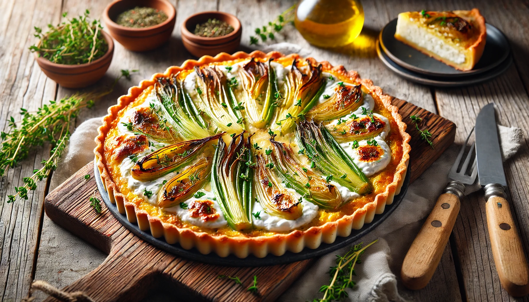 Tarta Salada de Puerros y Queso de Cabra