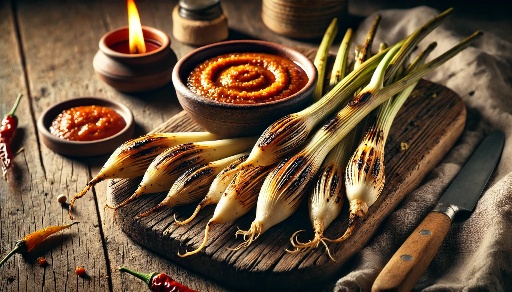 Calçots con salsa romesco