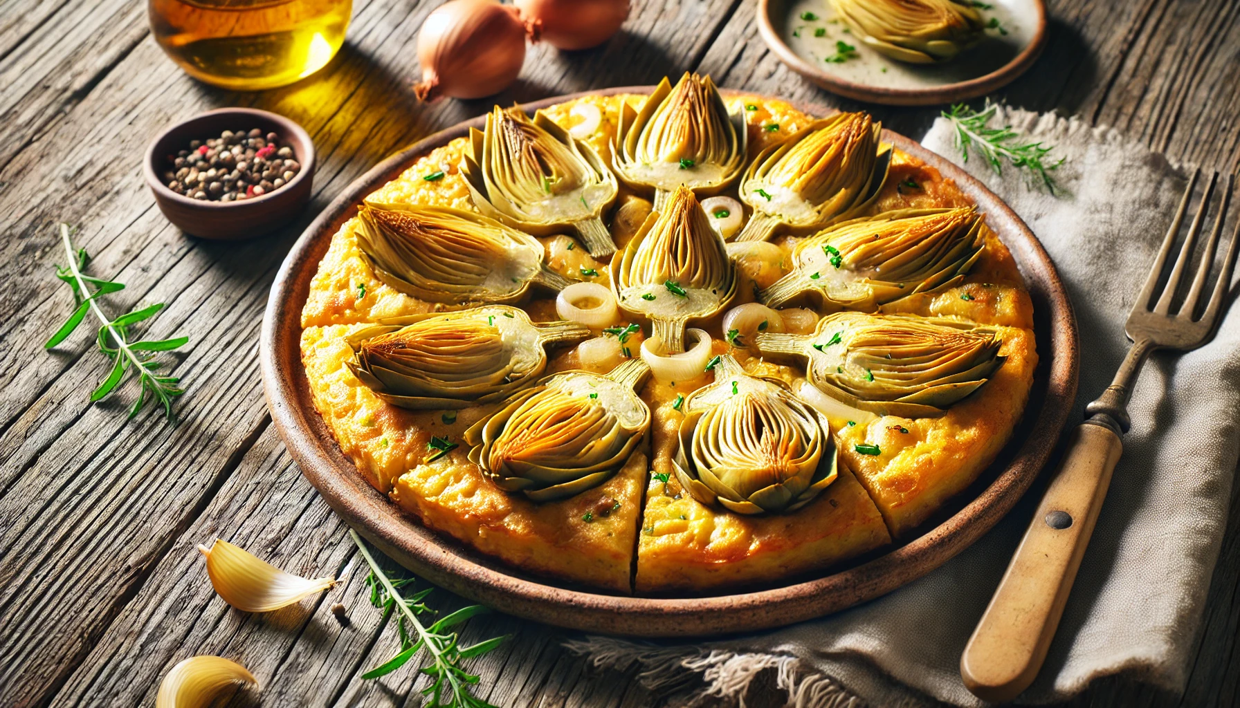 Tortilla de Alcachofas y Cebolla