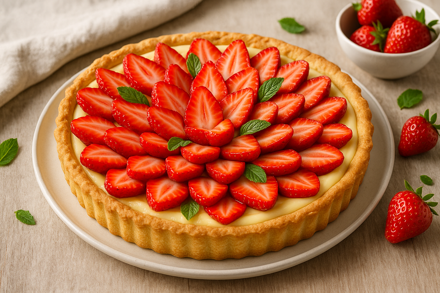 Crostata di Fragole e Crema Pasticcera