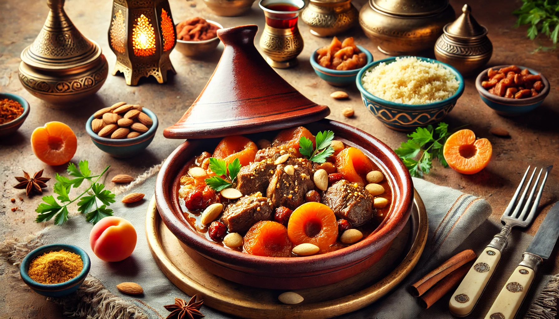 Moroccan Lamb Tagine with Apricots and Almonds