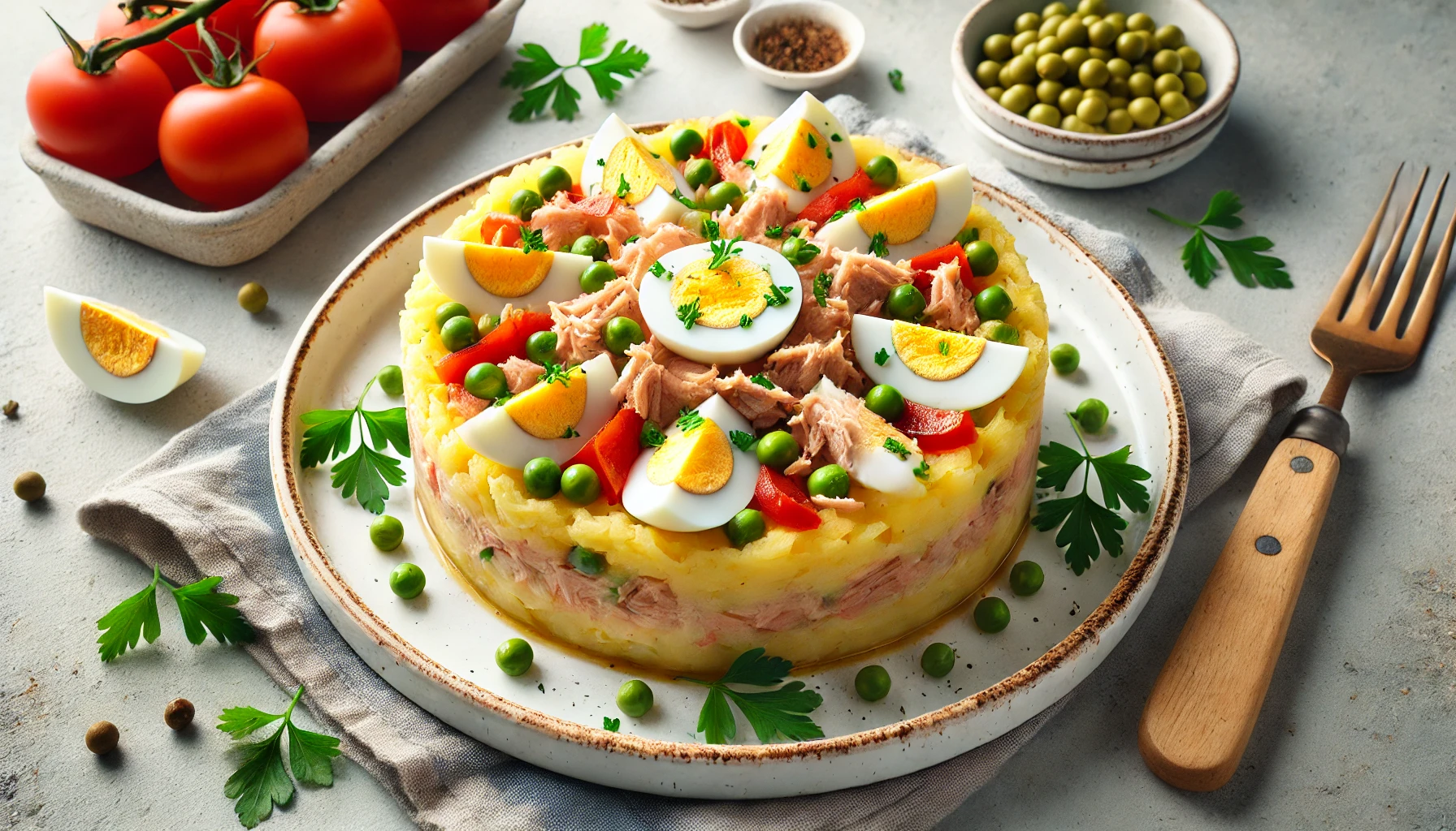 Pastel frío de patata y atún