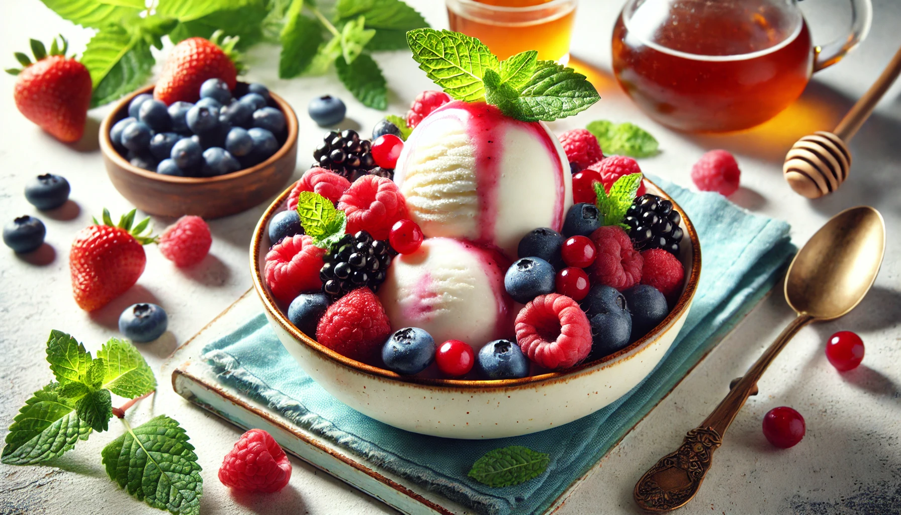 Helado de yogur con frutas del bosque