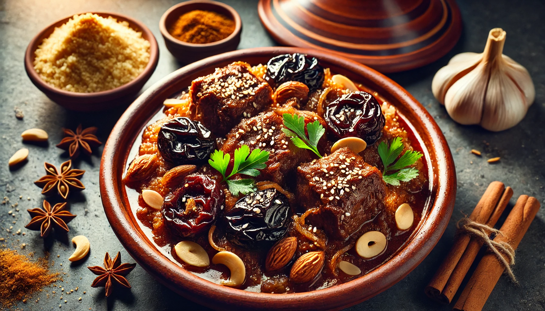 Tajín de cordero con ciruelas