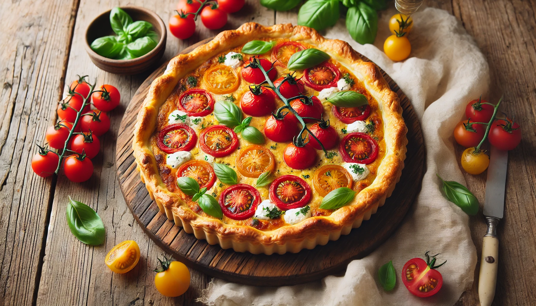 Torta Salata con Pomodorini e Ricotta