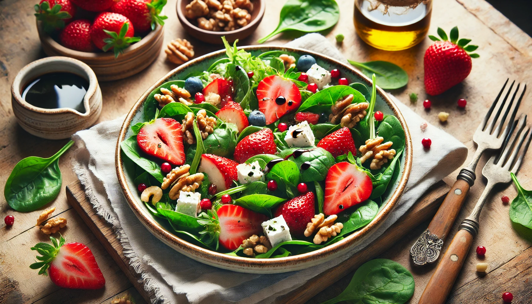 Insalata di Spinacino, Fragole e Formaggio di Capra